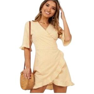 Showpo Easy Breezy Dress in Mustard Gingham 💕